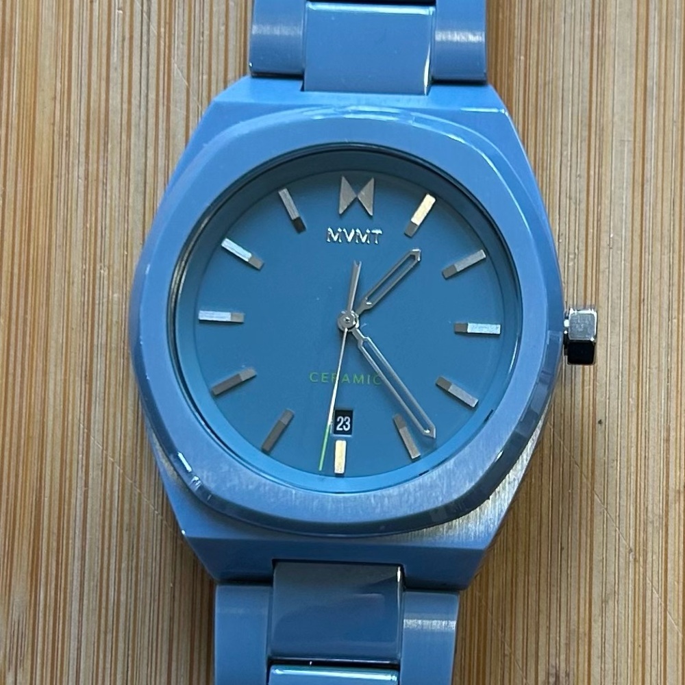 MVMT Ceramic Odyssey Watch With 40mm Blue Face & Blue Ceramic Bracelet